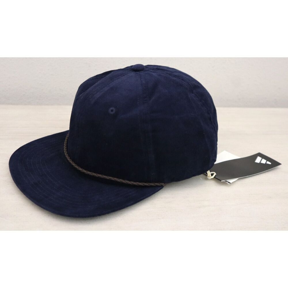 Adidas Im9239 Mens Osfm Navy Blue Leather Cord Corduroy Golf Strapback Hat